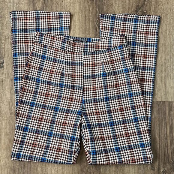 Nasty Gal Pants - Nasty Gal Studying Chic Plaid High Waist Wide Leg Pants Sz 6